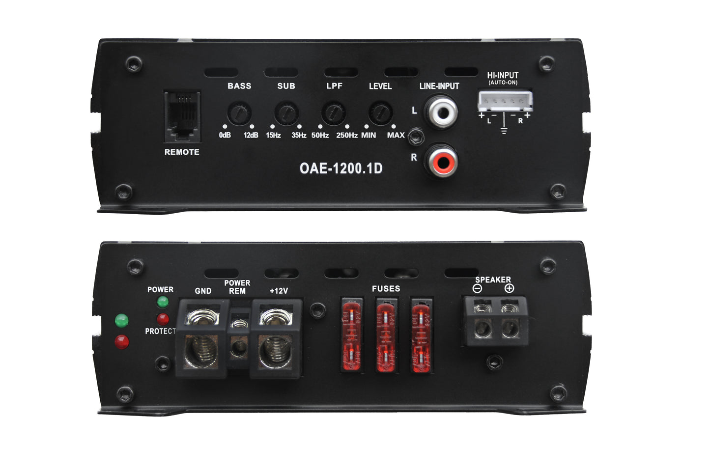 OceanAudio OAE-1200.1D Monoblock Class D Amplifier with Remote Subwoofer Level Control, 2400W - RMS Power @4Ω 1*480W @2Ω 1*800W @1Ω 1*1200W Max Power @1Ω 1*2400W (*** No Stocks Please order from Walmart.com ***)